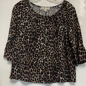 Michael Kors Leopard Print Blouse in Black and Brown Ladies Sz M